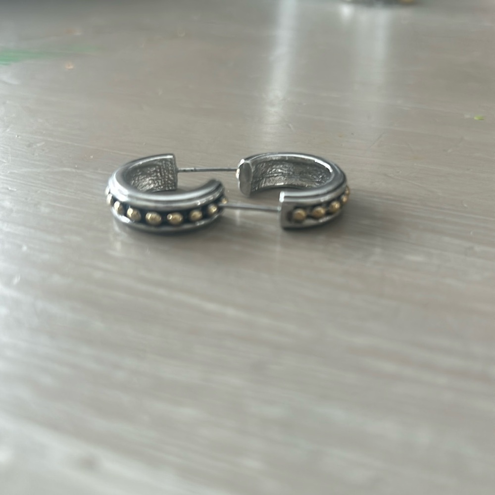 Vintage Brighton Mixed Metals Scrolled Hoop Earrings